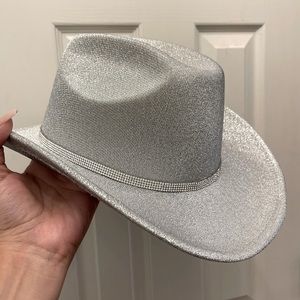 Silver glittery cowgirl hat